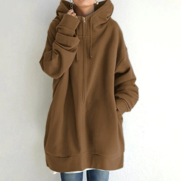 Women's Fuzzy Hoodies Long Sport Pullover Hoodie Full-Zip Hoodie Sweatshirt - Image 7