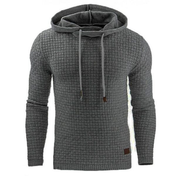 Men's Jacquard Sweater Long-sleeved Hoodie Warm Color Hooded Sweatshirt Jacket - Image 9