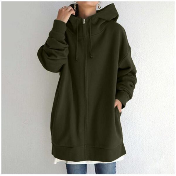 Women's Fuzzy Hoodies Long Sport Pullover Hoodie Full-Zip Hoodie Sweatshirt - Image 6