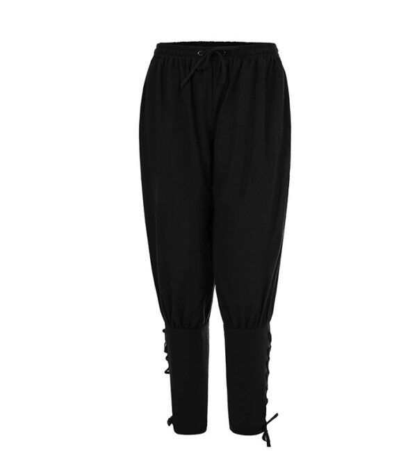 Men's Cotton And Linen Trousers Ankle Strap Pants Medieval Viking - Image 2