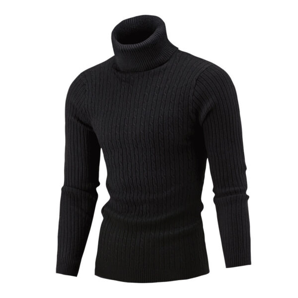 Slim-fit Men's Knitted Turtleneck Solid Color Sweater - Image 10