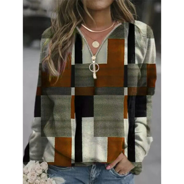 Women's Tops Checkered Sweaters Fleece Jackets - Image 4