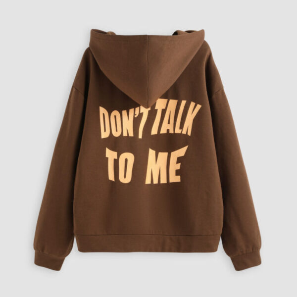 2023 Letters Print Casual Loose Long -sleeved Hooded Sweater