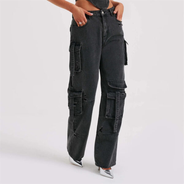 Women's Suit Low Waist Three-dimensional Tube Top And Pocket Stitching Jeans Pants - Image 6