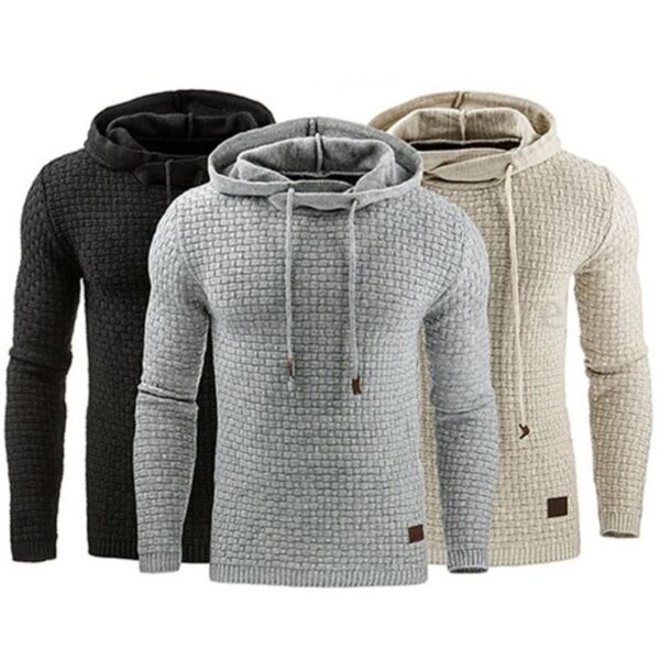 Men's Jacquard Sweater Long-sleeved Hoodie Warm Color Hooded Sweatshirt Jacket - Image 5