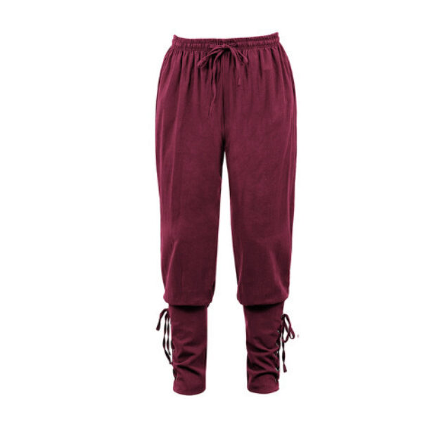 Men's Cotton And Linen Trousers Ankle Strap Pants Medieval Viking