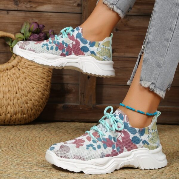 Flyknit Casual New Running 3D Printed Flowers Slip-on Light Running Shoes - Image 9