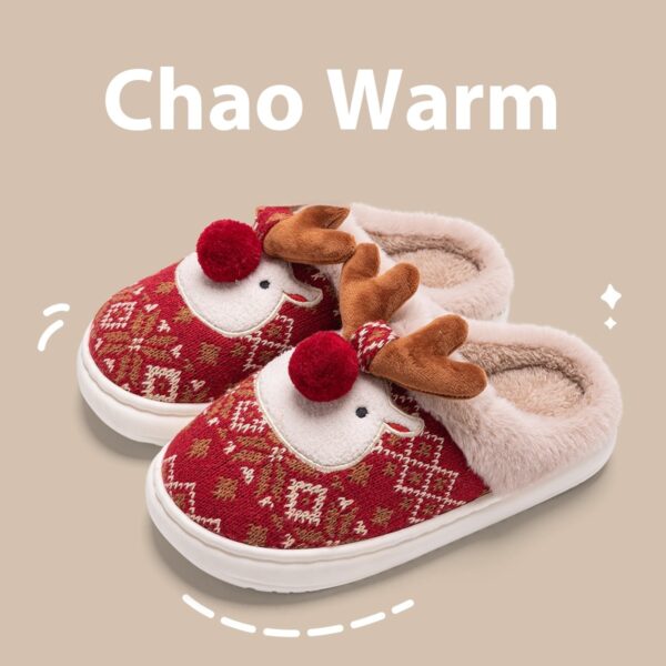 Women's Non-slip Plush Cute Christmas Elk Cotton Slippers - Image 6
