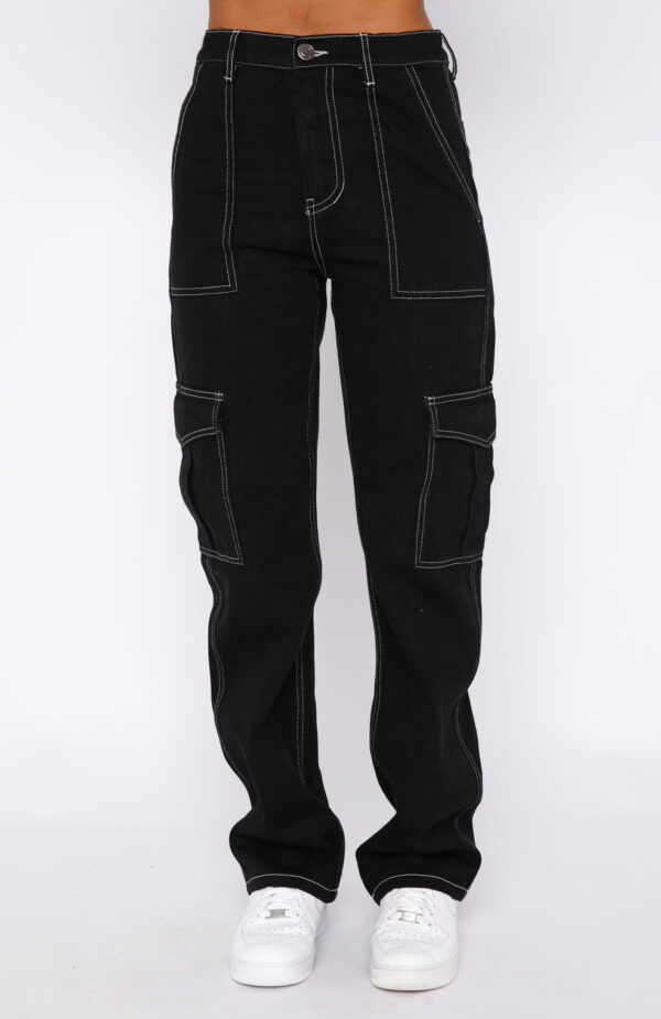 Women's Fashion Stitching Straight Multi-pocket Cargo Pants - Image 8