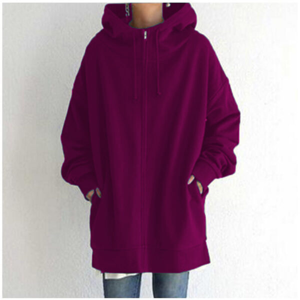 Women's Fuzzy Hoodies Long Sport Pullover Hoodie Full-Zip Hoodie Sweatshirt - Image 8
