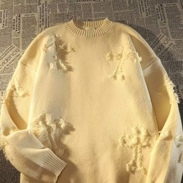 Autumn And Winter Ripped Sweater Men - Image 4
