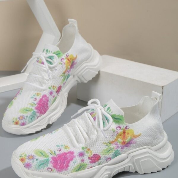Casual Flower Sports Shoes Women Flat Bottom Plus Size - Image 5
