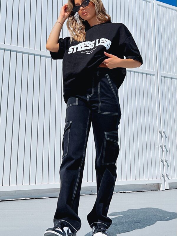 Women's Fashion Stitching Straight Multi-pocket Cargo Pants - Image 10