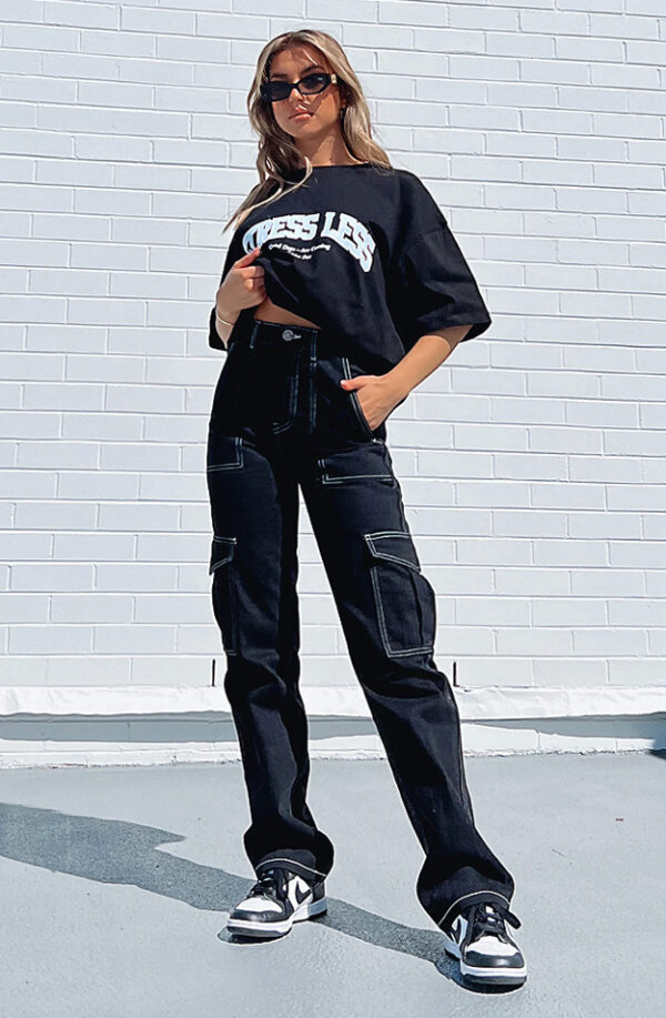 Women's Fashion Stitching Straight Multi-pocket Cargo Pants - Image 7