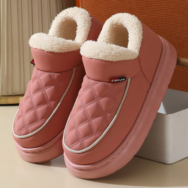 Winter Plush Cotton Shoes Warm Thick-bottom Waterproof Home Slippers All-match Indoor Outdoor Garden Shoes For Women - Image 4
