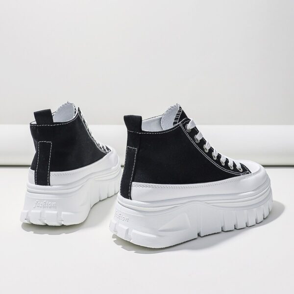 Women Lace-Up Front High Top Flatform Canvas Shoes - Image 5