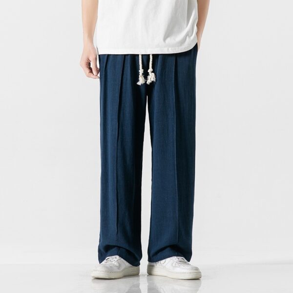 Chinese Style Cotton And Linen Trousers Linen Straight Pants Loose Casual Pants Harem Pants Hong Kong Style - Image 4