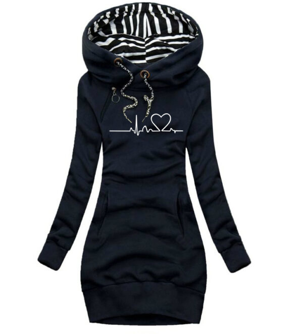 Heart Print Long Clothes Women Hoodie Sweatshirt Pullover Tops - Image 3