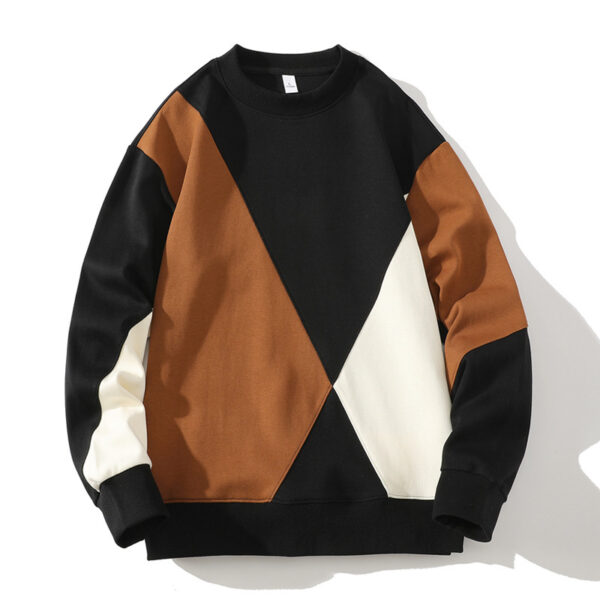 Men's Round Neck Sweater Spring Fashion Loose Breathable Stitching Long Sleeve - Image 6