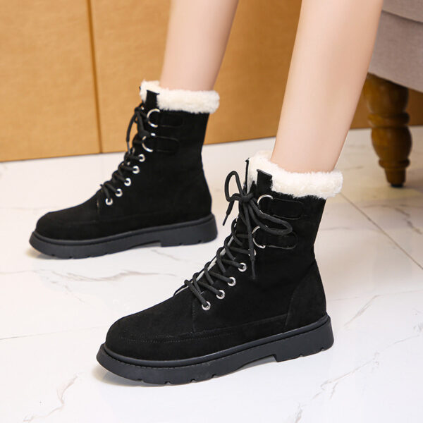 New Autumn And Winter Thick Warm Chunky Heel Platform Lace-up Martin Boots - Image 2