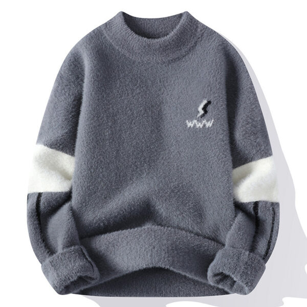 Men's Winter Mink Fur Half Turtleneck Warm Bottoming Sweater - Image 3
