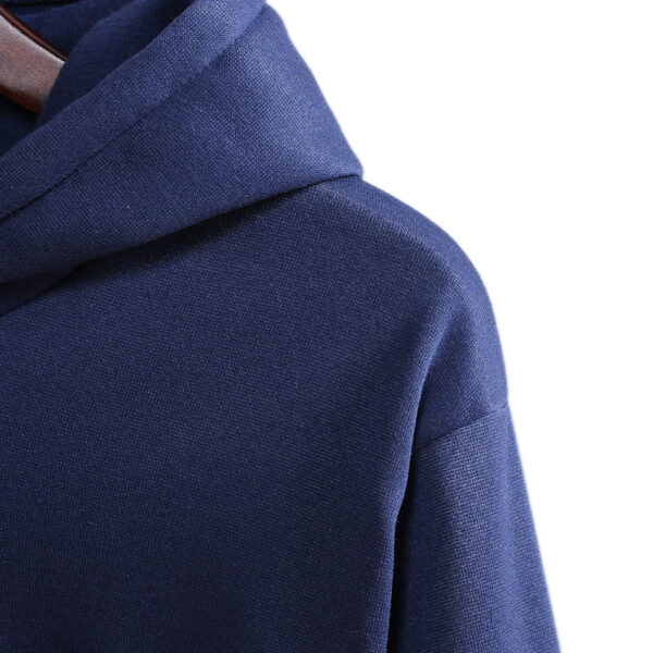 Casual Men's Loose Stitching Hooded Pullover Sweater - Image 7