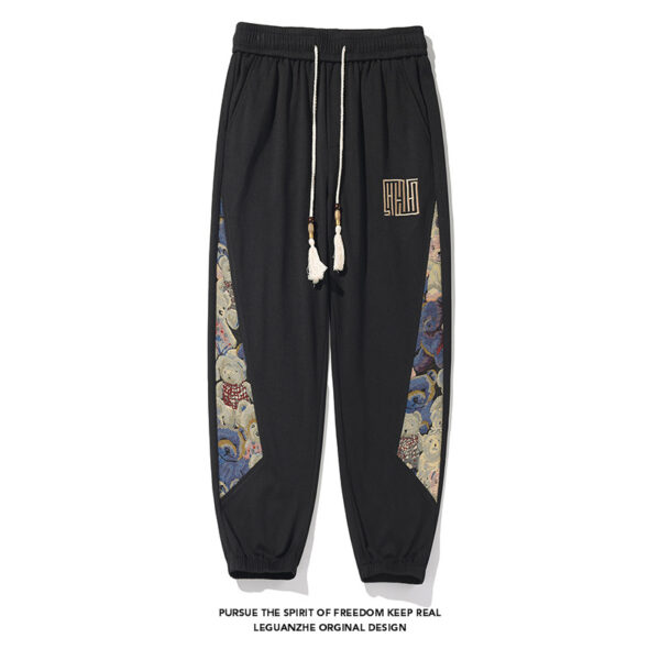 White Background Plus Size Pineapple Plaid National Style Bear Sweatpants