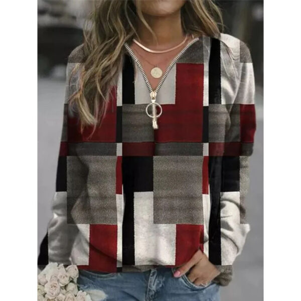 Women's Tops Checkered Sweaters Fleece Jackets - Image 3