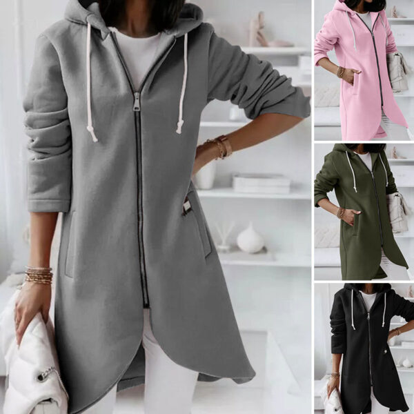 Hoodie Sweatshirt Zipper Hooded Long Sleeve Sweater With Pocket Outerwear Tops Clothes - Image 3