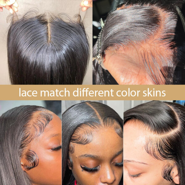 Short Bob Wig Straight 13x4 Transparent Lace Frontal Human - Image 5