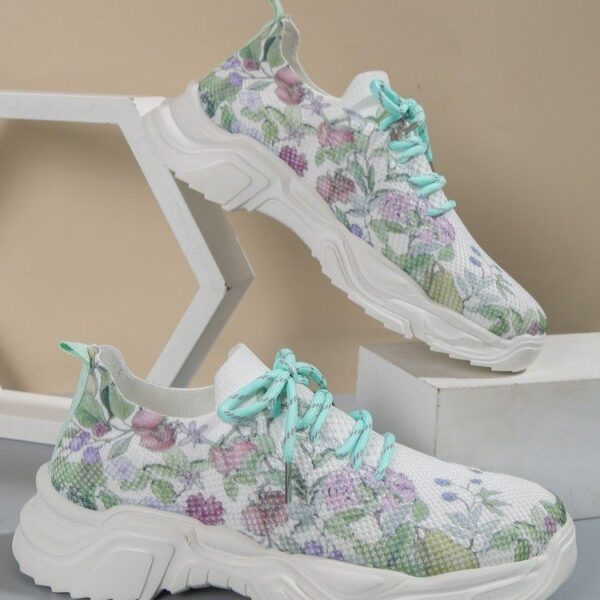 Casual Flower Sports Shoes Women Flat Bottom Plus Size - Image 4