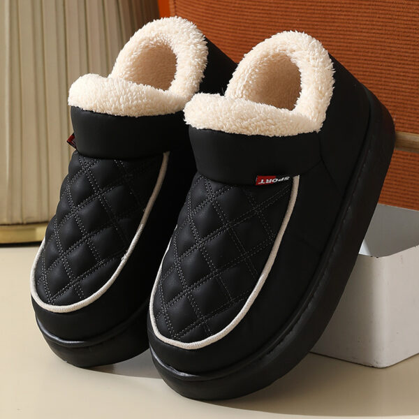 Winter Plush Cotton Shoes Warm Thick-bottom Waterproof Home Slippers All-match Indoor Outdoor Garden Shoes For Women - Image 3