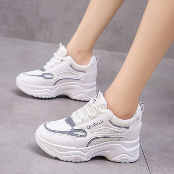 Height Increasing Insole Dad Shoes Mesh Casual Sneakers Platform Running Tourism White Shoes - Image 3