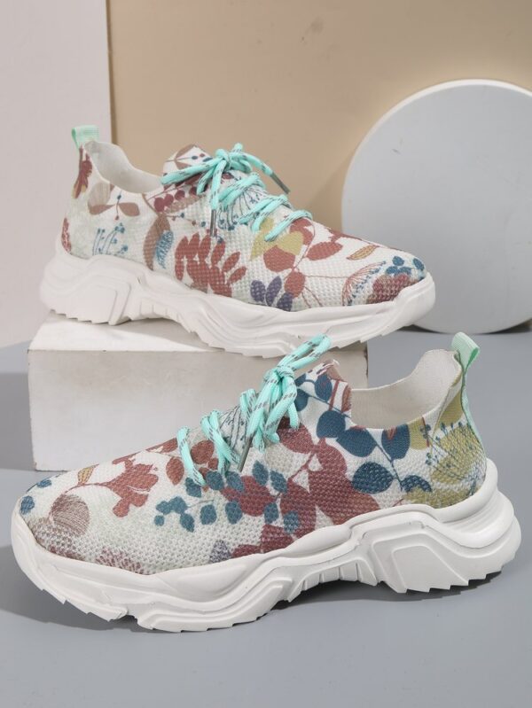 Casual Flower Sports Shoes Women Flat Bottom Plus Size - Image 2