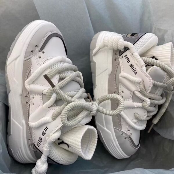 Thick Bottom Retro Height Increasing Couple Clunky Sneakers - Image 4