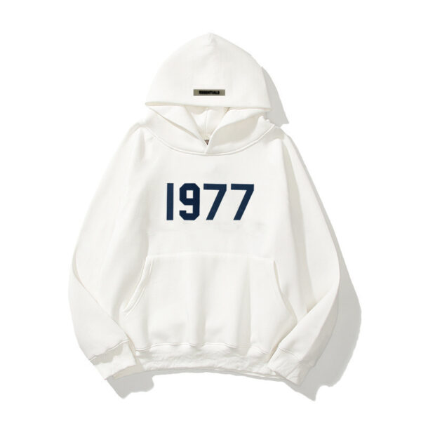 Fashion Brand Sweater High Street Loose Fleece-lined 1977 Words Sweater Men's And Women's Hoodies - Image 9