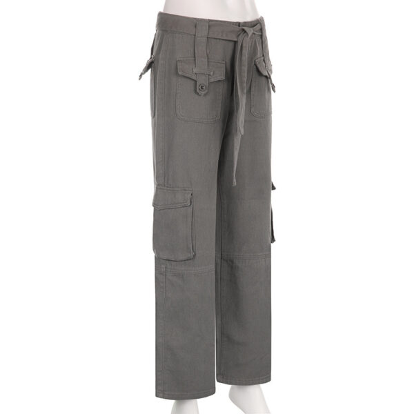 Vintage Multi Pocket Belt Casual Workwear Jeans Women - Image 3