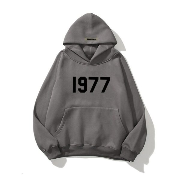 Fashion Brand Sweater High Street Loose Fleece-lined 1977 Words Sweater Men's And Women's Hoodies - Image 5