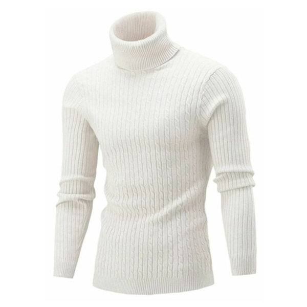 Slim-fit Men's Knitted Turtleneck Solid Color Sweater - Image 5