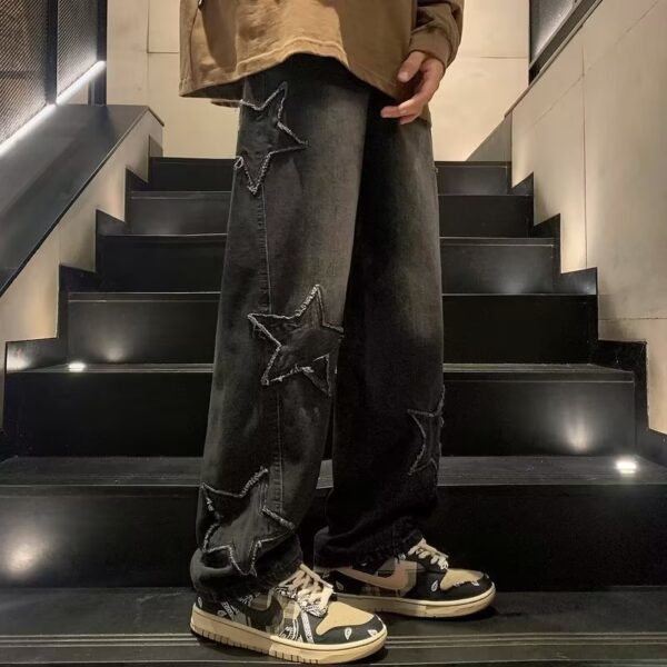 American Retro High Street Washed Loose Design Straight-leg Pants - Image 8