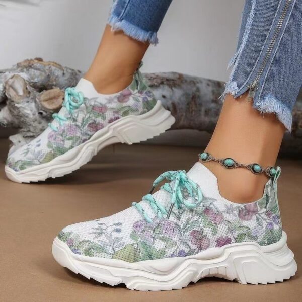 Flyknit Casual New Running 3D Printed Flowers Slip-on Light Running Shoes - Image 6