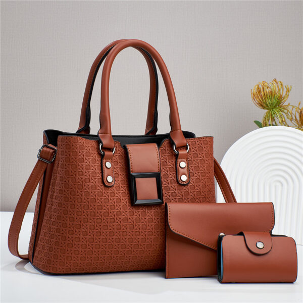Three-piece Textured Large Capacity Women's One Shoulder Crossbody Bag - Image 8