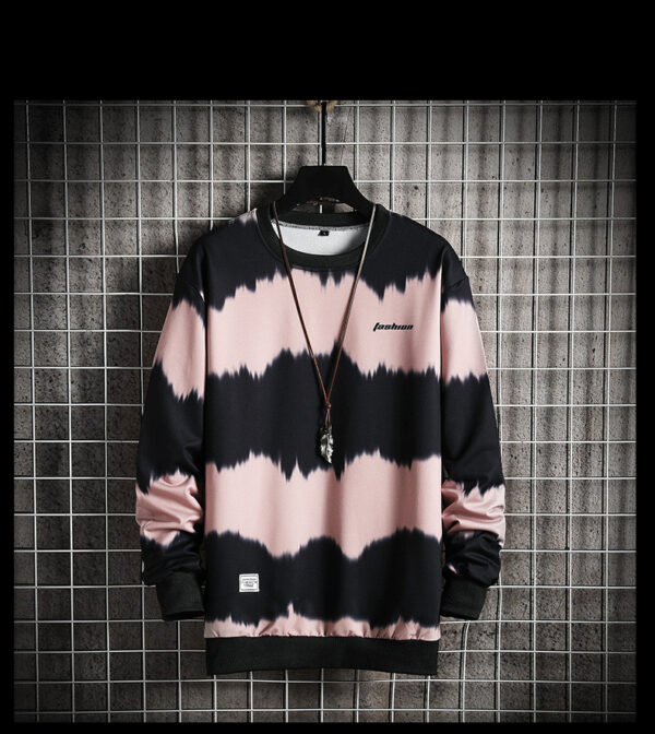 Two-tone Tie-dye Plus Size Loose Casual Men's Sweater - Image 5