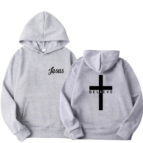 Believe Cross Printed Hoodie Men's Pattern Drawstring - Image 9