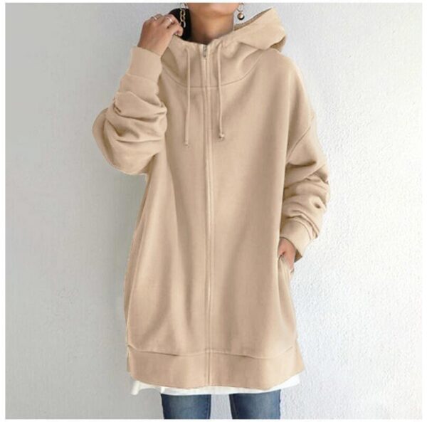 Women's Fuzzy Hoodies Long Sport Pullover Hoodie Full-Zip Hoodie Sweatshirt - Image 5
