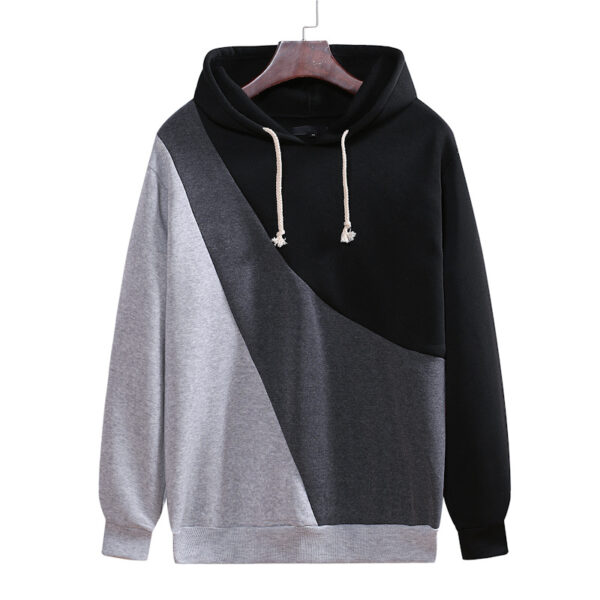 Casual Men's Loose Stitching Hooded Pullover Sweater - Image 6