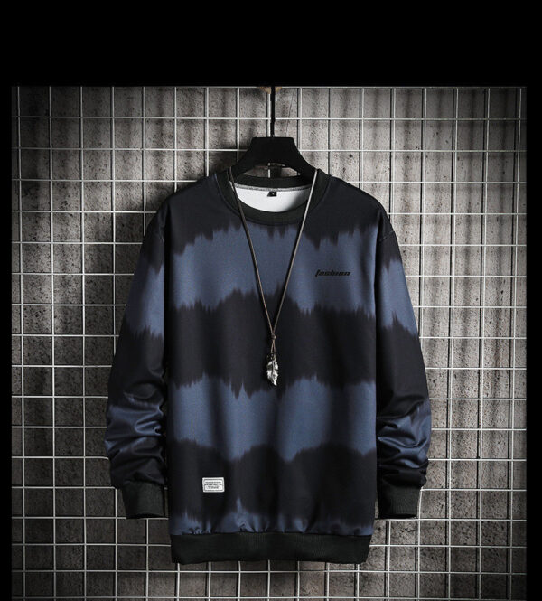 Two-tone Tie-dye Plus Size Loose Casual Men's Sweater - Image 3