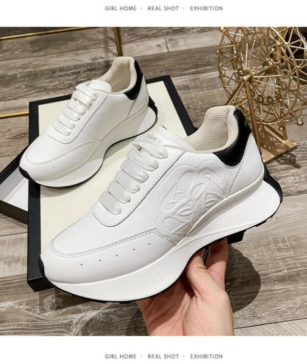 Leather Sports Casual Shoes White Shoes Four Seasons Raise The Bottom Dad Shoes - Image 5