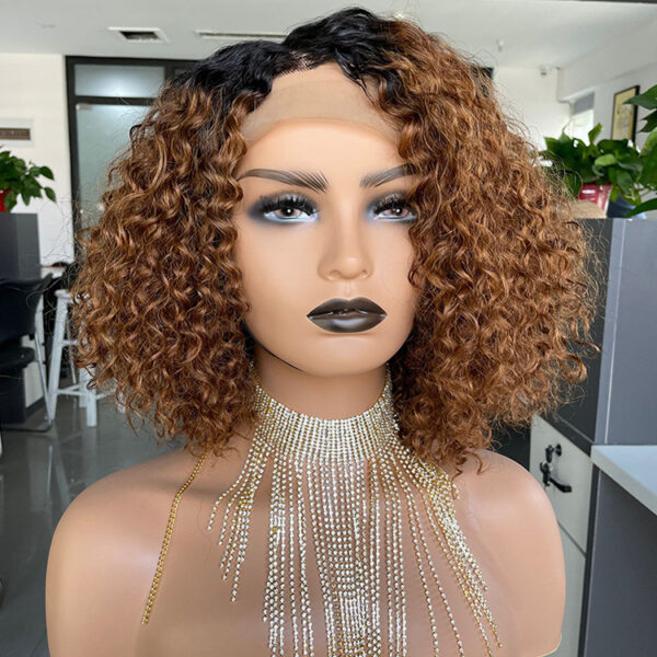 Cross-border E-commerce Exclusively For Ombre Curly Bobo1b30 Human Hair Lace Wig - Image 3