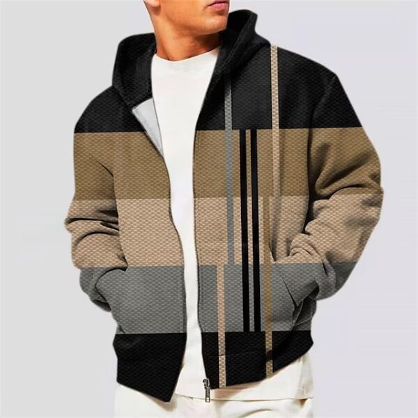 3d Printing Cardigan Zipper Men's Hooded Sweater - Image 3